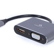 Адаптер Cablexpert HDMI+VGA - USB Type-C (F/M), 0.15 м, Black (A-USB3C-HDMIVGA-01)