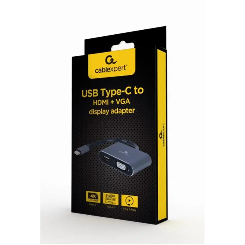 Адаптер Cablexpert HDMI+VGA - USB Type-C (F/M), 0.15 м, Black (A-USB3C-HDMIVGA-01) Адаптер Cablexpert HDMI+VGA - USB Type-C (F/M), 0.15 м, Black (A-USB3C-HDMIVGA-01)