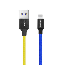 Кабель ColorWay USB - Lightning (M/M), 2.4 А, 1 м, Blue/Yellow (CW-CBUL052-BLY)