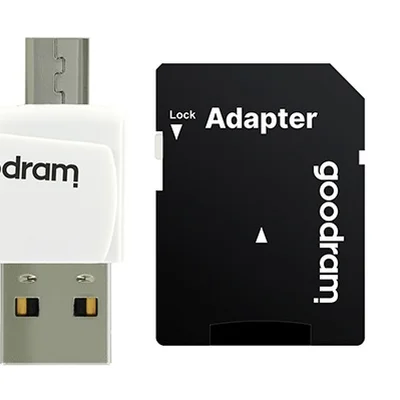 Карта пам`ятi MicroSDHC 16GB UHS-I Class 10 GOODRAM + SD-adapter + OTG Card reader (M1A4-0160R12)