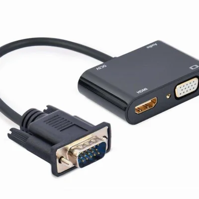 Адаптер Cablexpert VGA - HDMI+VGA (M/F), 0.15 м, Black (A-VGA-HDMI-02)