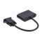 Адаптер Cablexpert VGA - HDMI+VGA (M/F), 0.15 м, Black (A-VGA-HDMI-02)