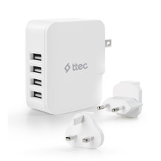 Мережевий зарядний пристрій Ttec Quattro Traveler 4хUSB 5.1A/25Вт White (2SC02BUK)