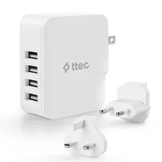 Мережевий зарядний пристрій Ttec Quattro Traveler 4хUSB 5.1A/25Вт White (2SC02BUK)