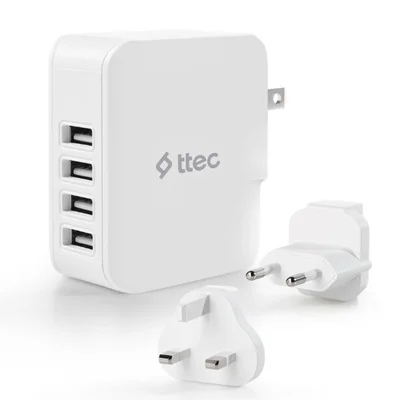 Мережевий зарядний пристрій Ttec Quattro Traveler 4хUSB 5.1A/25Вт White (2SC02BUK)