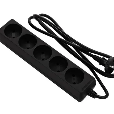 Мережевий подовжувач 2E 5XCEE7/17, 2G*1.0мм, 1.5м, black