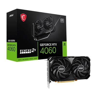 Відеокарта GF RTX 4060 8GB GDDR6 Ventus 2X Black OC MSI (GeForce RTX 4060 VENTUS 2X BLACK 8G OC)
