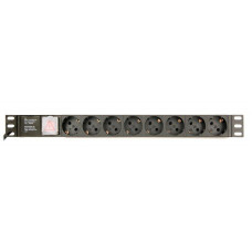 Блок розеток EnerGenie 19" 1U (EG-PDU-014) алюм. корп., 8 розеток, 16A, 3м, чорний, вилка Schuko