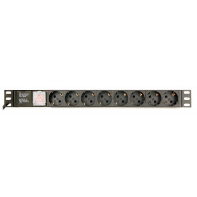 Блок розеток EnerGenie 19" 1U (EG-PDU-014) алюм. корп., 8 розеток, 16A, 3м, чорний, вилка Schuko