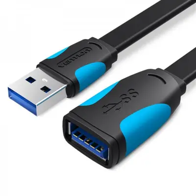 Кабель-подовжувач Vention Flat USB - USB V 3.0 (M/F), 1 м, Black (VAS-A13-B100) Кабель-подовжувач Vention Flat USB - USB V 3.0 (M/F), 1 м, Black (VAS-A13-B100)