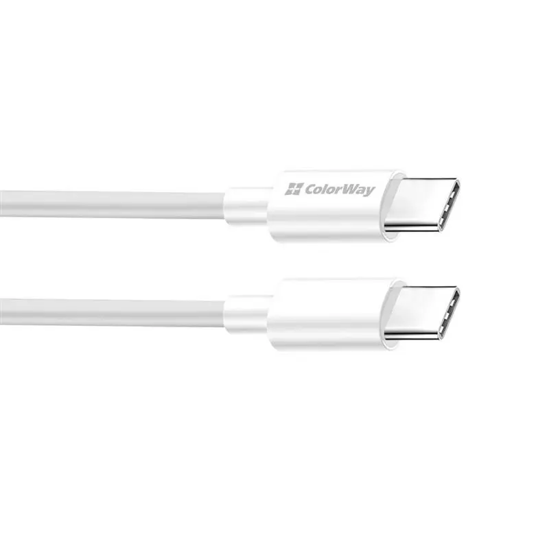 Кабель ColorWay USB Type-C - USB Type-C (M/M), PD Fast Charging 65W, 3.0 А, 2 м, White (CW-CBPDCC056-WT) Кабель ColorWay USB Type-C - USB Type-C (M/M), PD Fast Charging 65W, 3.0 А, 2 м, White (CW-CBPDCC056-WT)