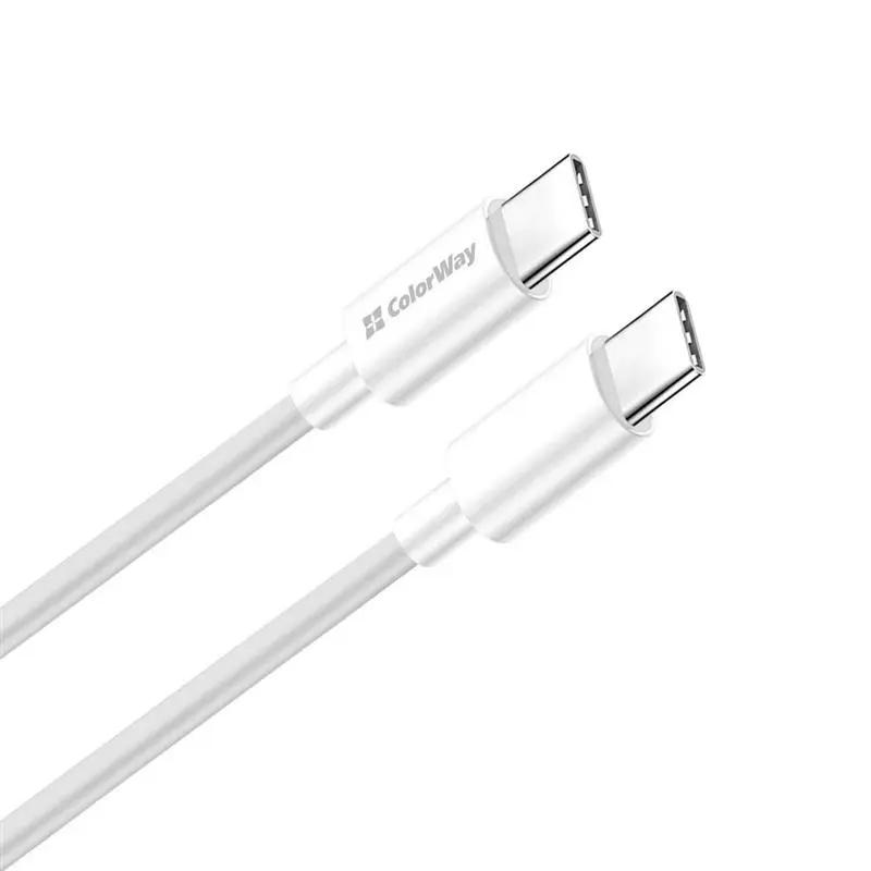 Кабель ColorWay USB Type-C - USB Type-C (M/M), PD Fast Charging 65W, 3.0 А, 2 м, White (CW-CBPDCC056-WT) Кабель ColorWay USB Type-C - USB Type-C (M/M), PD Fast Charging 65W, 3.0 А, 2 м, White (CW-CBPDCC056-WT)