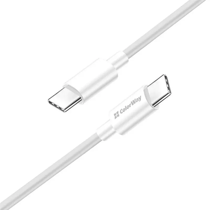 Кабель ColorWay USB Type-C - USB Type-C (M/M), PD Fast Charging 65W, 3.0 А, 2 м, White (CW-CBPDCC056-WT) Кабель ColorWay USB Type-C - USB Type-C (M/M), PD Fast Charging 65W, 3.0 А, 2 м, White (CW-CBPDCC056-WT)