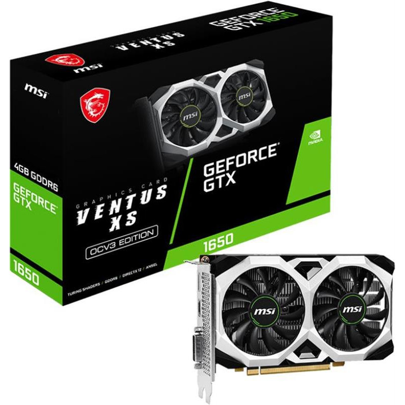 Відеокарта GF GTX 1650 4GB GDDR6 Ventus XS OCV3 MSI (GeForce GTX 1650 D6 VENTUS XS OCV3)