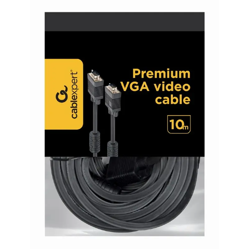 Кабель Cablexpert VGA - VGA (M/M), HD15, з 2-ма фер. кільцями, чорний, 10 м (CC-PPVGA-10M-B) пакет Кабель Cablexpert VGA - VGA (M/M), HD15, з 2-ма фер. кільцями, чорний, 10 м (CC-PPVGA-10M-B) пакет