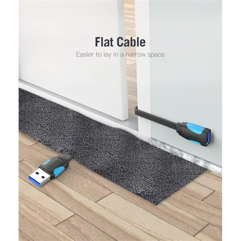 Кабель-подовжувач Vention Flat USB - USB V 3.0 (M/F), 1 м, Black (VAS-A13-B100) Кабель-подовжувач Vention Flat USB - USB V 3.0 (M/F), 1 м, Black (VAS-A13-B100)