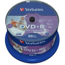 Диски DVD+R Verbatim 4.7Gb 16X CakeBox 50шт Wide inkjet photo Printable (43512)