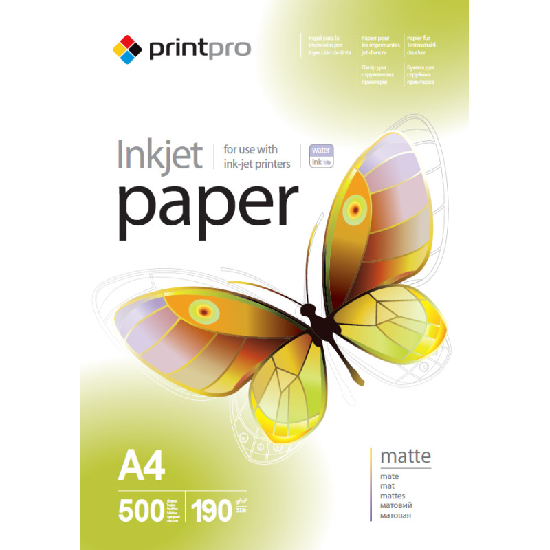 Фотопапiр PrintPro матовий 190г/м2 A4 500арк (PME190500A4)