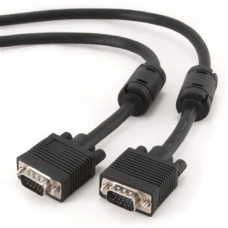 Кабель Cablexpert VGA - VGA (M/M), HD15, з 2-ма фер. кільцями, чорний, 5 м (CC-PPVGA-5M-B) пакет