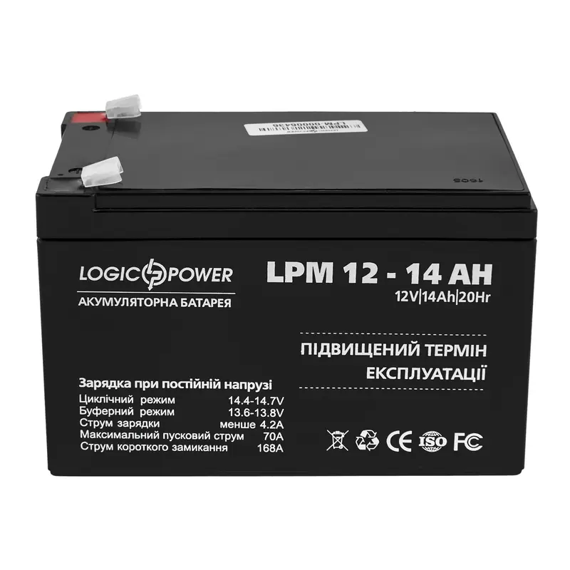 Акумуляторна батарея LogicPower LPM 12V 14AH (LPM 12 - 14 AH) AGM Акумуляторна батарея LogicPower LPM 12V 14AH (LPM 12 - 14 AH) AGM