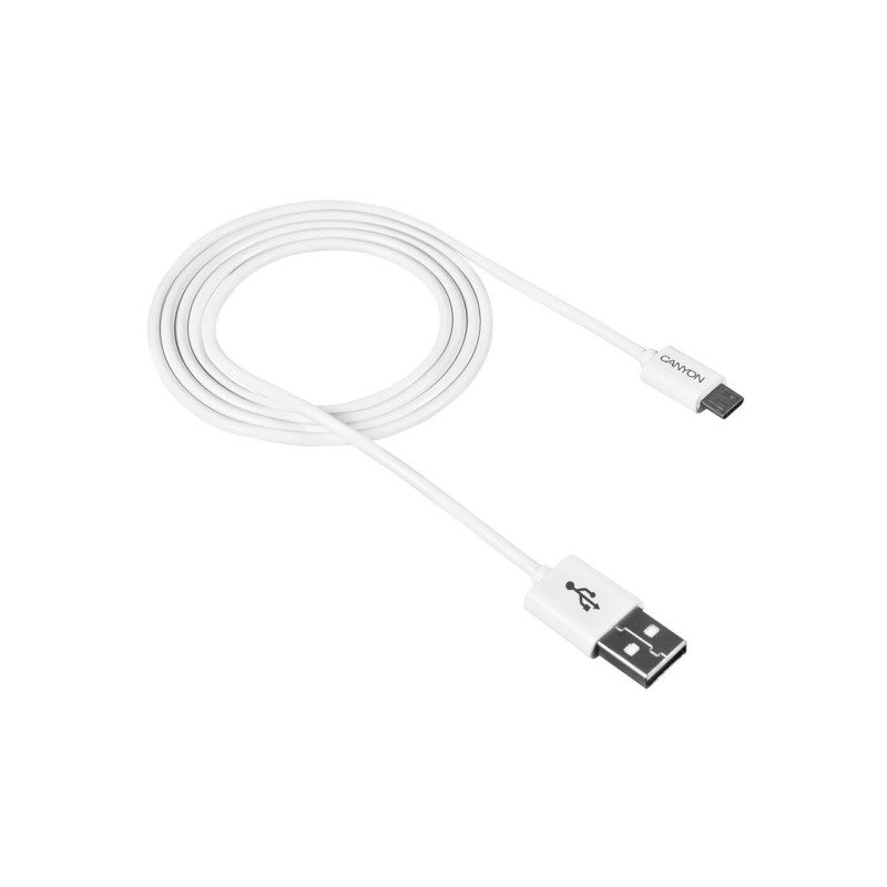 Кабель Canyon USB - MicroUSB 1м, White (CNE-USBM1W)