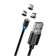 Кабель ColorWay Magnetic USB - Lightning + micro USB + USB Type-C (M/M), 2.4 А, 1 м, Black (CW-CBUU020-BK)