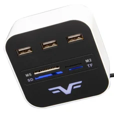 Концентратор USB 2.0 Frime 3хUSB2.0, SD, MS, TF Black/White (FHC-AllinOne3p2W)