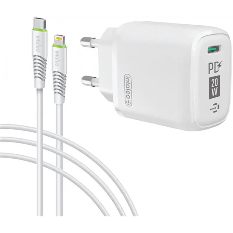 Мережевий зарядний пристрій Intaleo TCGQPD120L (1USBx3A) White (1283126510007) + кабель Lightning