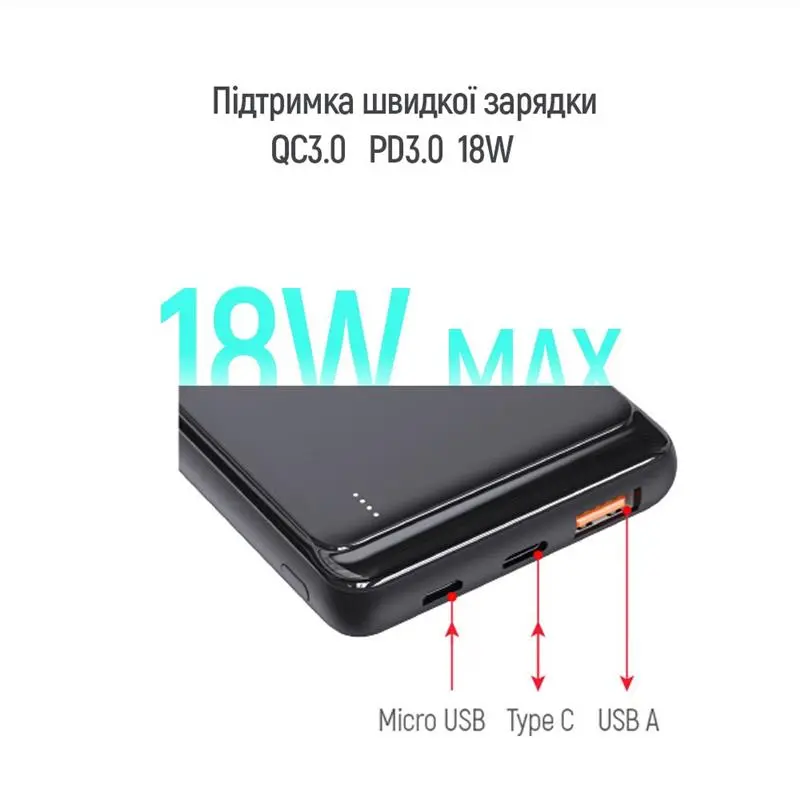 Універсальна мобільна батарея ColorWay Slim PD 10000mAh Black (CW-PB100LPG3BK-PD) Універсальна мобільна батарея ColorWay Slim PD 10000mAh Black (CW-PB100LPG3BK-PD)