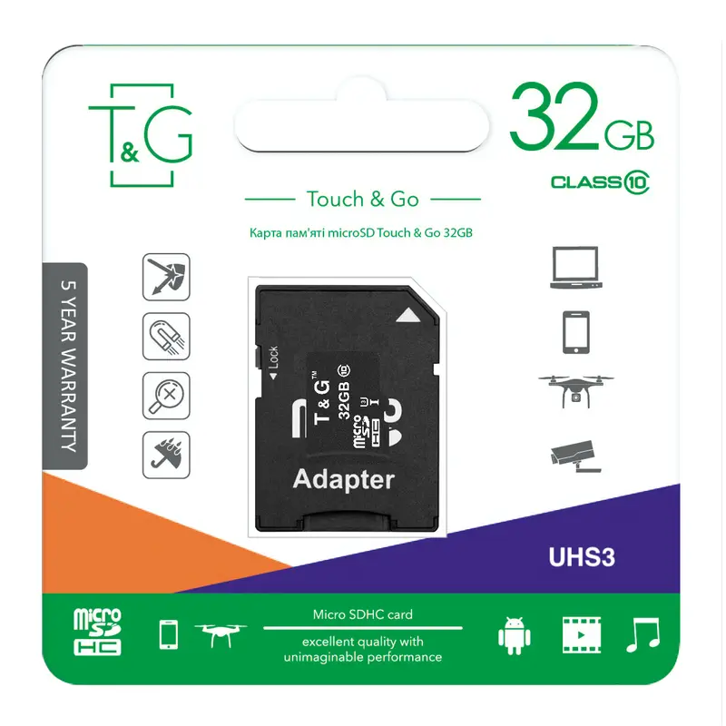 Карта пам`ятi MicroSDHC 32GB UHS-I U3 Class 10 T&G + SD-adapter (TG-32GBSD10U3-01) Карта пам`ятi MicroSDHC 32GB UHS-I U3 Class 10 T&G + SD-adapter (TG-32GBSD10U3-01)