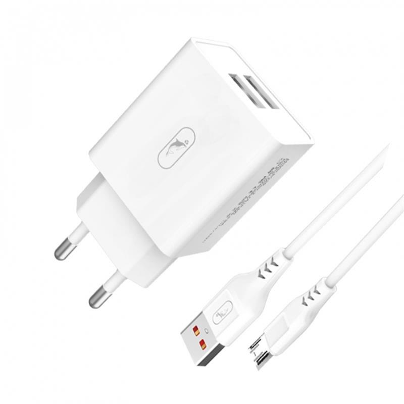 Зарядний пристрій SkyDolphin SC30V (2USB, 2.1A) White (MZP-000114) + кабель microUSB