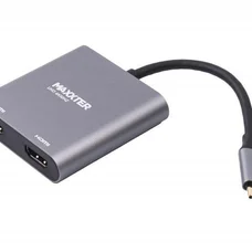 Адаптер-перехідник Maxxter 2хHDMI - USB Type-C V 2.0 (F/M), 0.1 м, Grey (V-CM-2HDMI)
