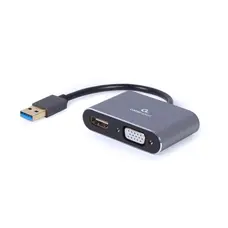 Адаптер Cablexpert HDMI+VGA - USB (F/M), 0.15 м, Black (A-USB3-HDMIVGA-01)