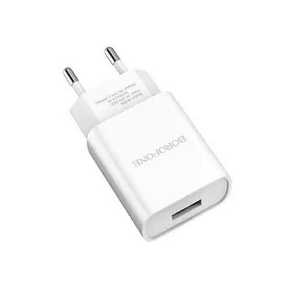 Зарядний пристрій Borofone BA20A Sharp Single USB 2.1A White (BA20AMW) + кабель MicroUSB