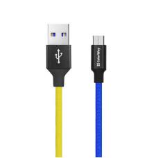 Кабель ColorWay USB - micro USB (M/M), 2.4 А, 1 м, Blue/Yellow (CW-CBUM052-BLY)