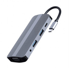 Док-станція Cablexpert USB-C 8-в-1 (A-CM-COMBO8-02) USB 3.0/HDMI//VGA/PD/картридер/стерео-аудіо