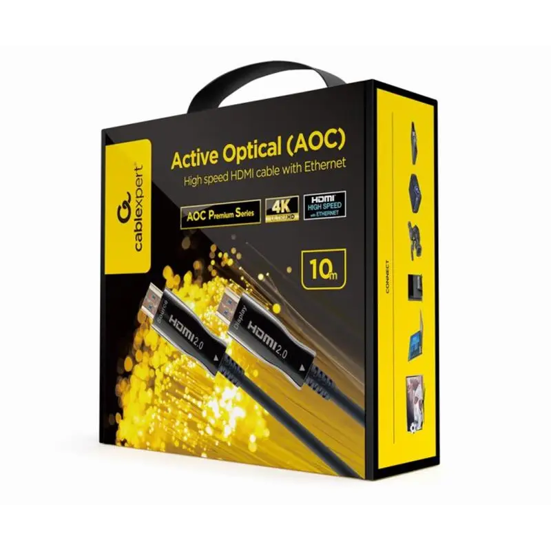 Кабель Cablexpert HDMI - HDMI V 2.0 (M/M), 10 м, чорний (CCBP-HDMI-AOC-10M-02) коробка Кабель Cablexpert HDMI - HDMI V 2.0 (M/M), 10 м, чорний (CCBP-HDMI-AOC-10M-02) коробка