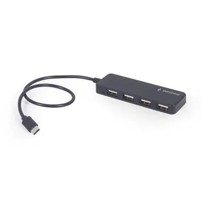 Концентратор USB Type-C Gembird 4хUSB2.0, пластик, Black (UHB-CM-U2P4-01)
