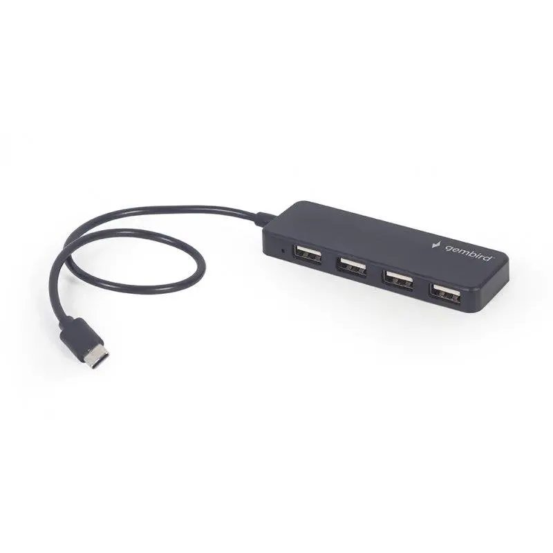 Концентратор USB Type-C Gembird 4хUSB2.0, пластик, Black (UHB-CM-U2P4-01)