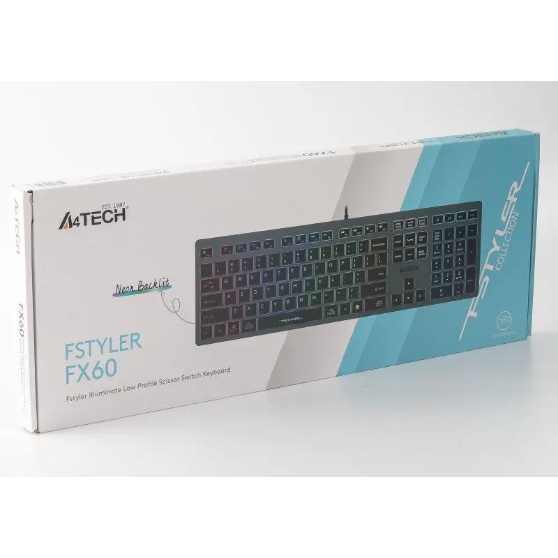 Клавіатура A4Tech Fstyler FX60 Grey Neon Backlit Клавіатура A4Tech Fstyler FX60 Grey Neon Backlit
