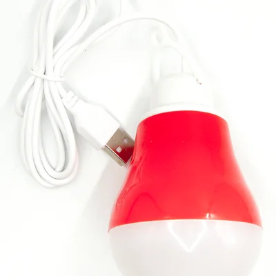 USB-світильник з LED-лампочкою Dengos, шнур ~1м, 5V, 5W, Red (LED-BULB-5V5W-RED)
