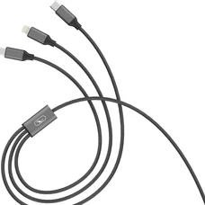 Кабель SkyDolphin S63E 3in1 USB - Lightning + micro USB + USB Type-C (M/M), 1.2 м, Black (USB-000625)