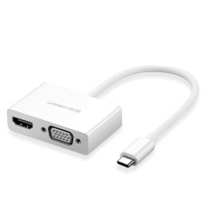 Адаптер Ugreen MM123 HDMI+VGA - USB Type-C (F/M), White (30843)