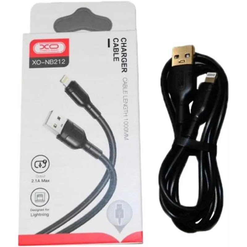 Кабель XO NB212 USB - Lightning (M/M), 2.1 A, 1 м, Black (XO-NB212i-BK) Кабель XO NB212 USB - Lightning (M/M), 2.1 A, 1 м, Black (XO-NB212i-BK)