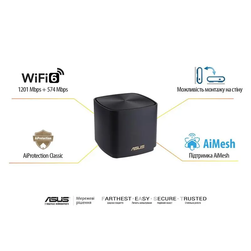 Wi-Fi Mesh система Asus ZenWiFi XD4 Plus 3pk Black (90IG07M0-MO3C50) Wi-Fi Mesh система Asus ZenWiFi XD4 Plus 3pk Black (90IG07M0-MO3C50)