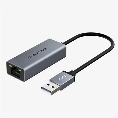 Мережевий адаптер Cabletime USB 100Mbps Ethernet, 0.15m,Space Grey (CB52G)