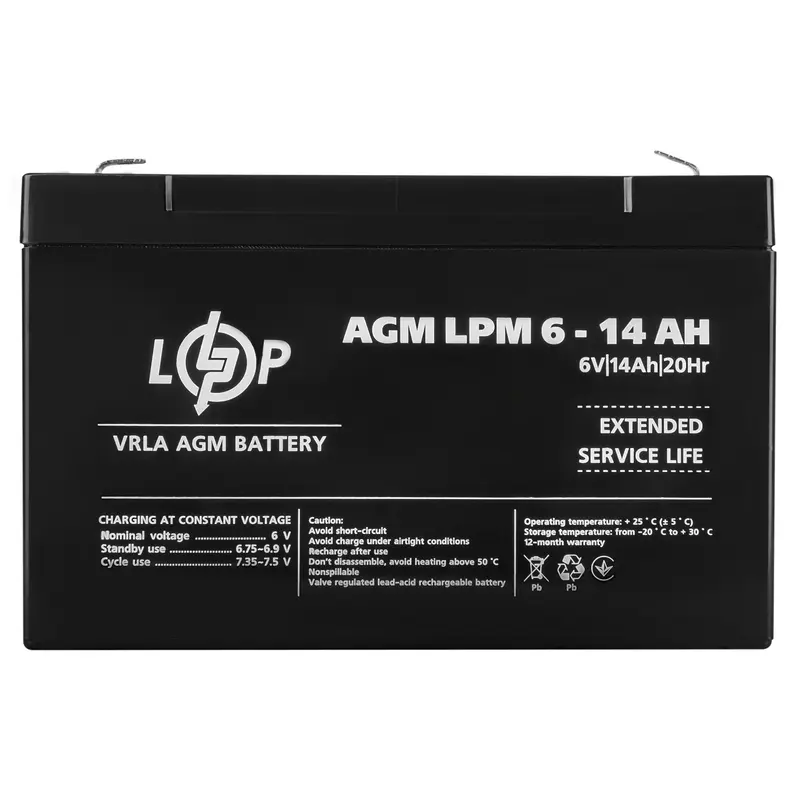 Акумуляторна батарея LogicPower LPM 6V 14AH (LPM 6 - 14 AH) AGM Акумуляторна батарея LogicPower LPM 6V 14AH (LPM 6 - 14 AH) AGM
