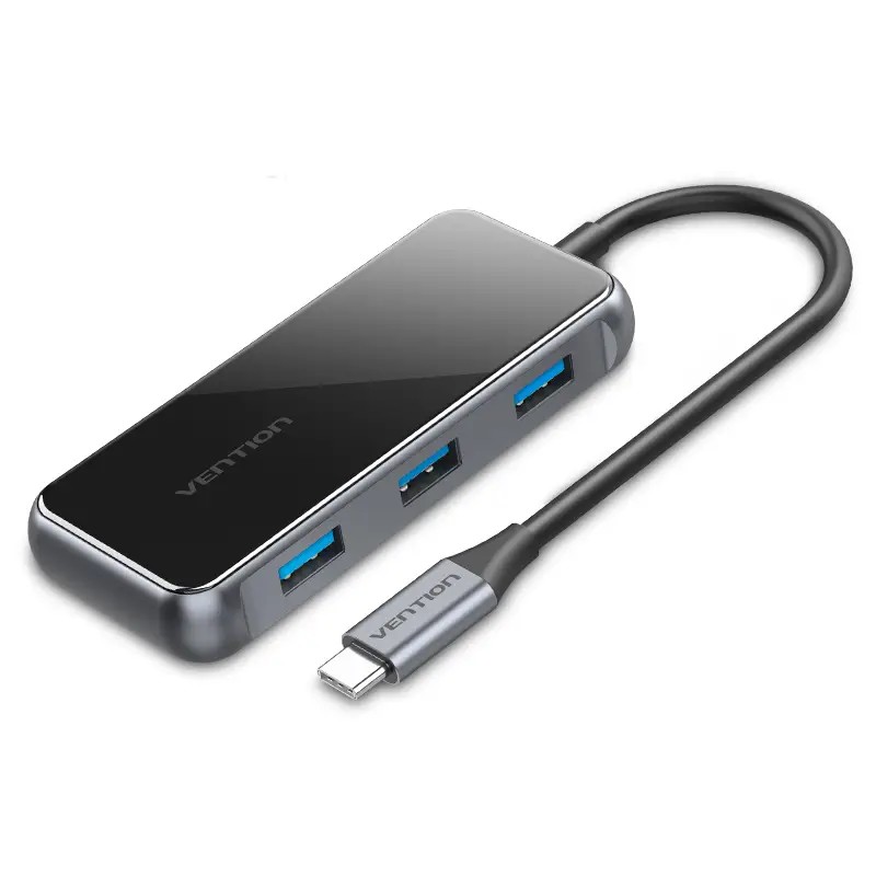 Концентратор Vention 5 в 1 Type-C-USB-PD 4USB 3.0 87W 4K 30Hz 0.15m Black (TFDHB)