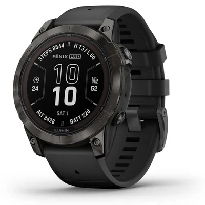 Смарт-годинник Garmin Fenix 7 Pro Sapphire Solar Carbon Gray DLC Titanium with Black Silicone (010-02777-54)