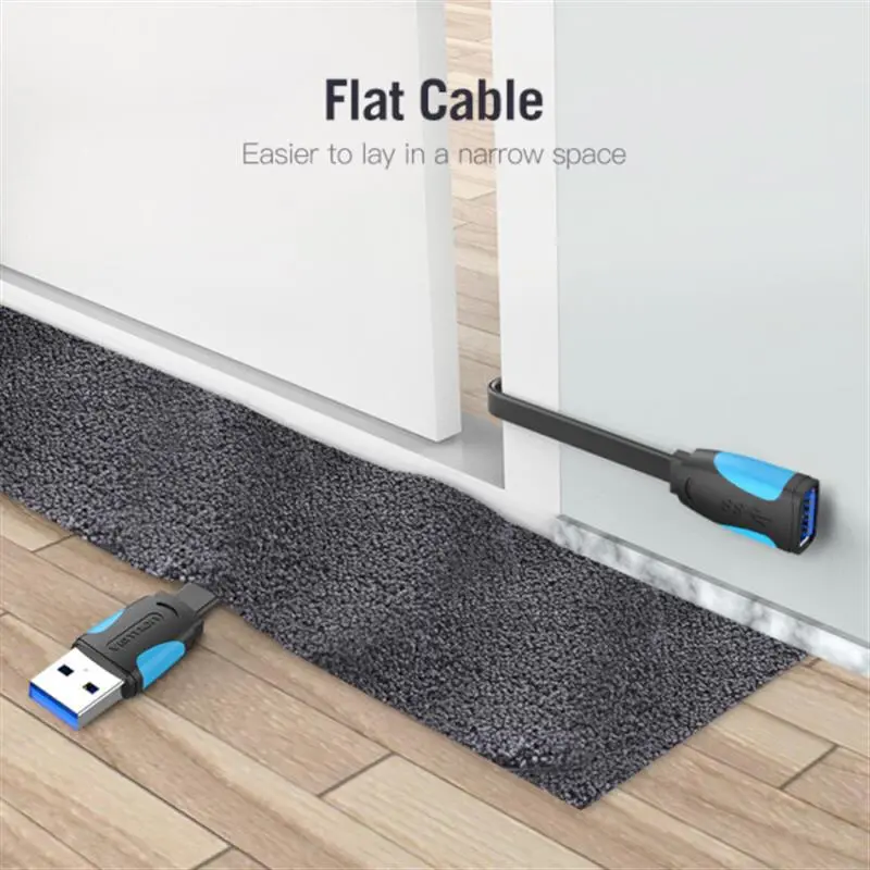 Подовжувач Vention Flat USB - USB (M/F), 3 м, Black (VAS-A13-B300) Подовжувач Vention Flat USB - USB (M/F), 3 м, Black (VAS-A13-B300)
